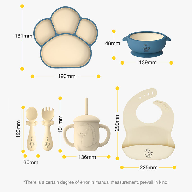 Bộ đồ ăn dặm bằng silicon 5 món cho bé