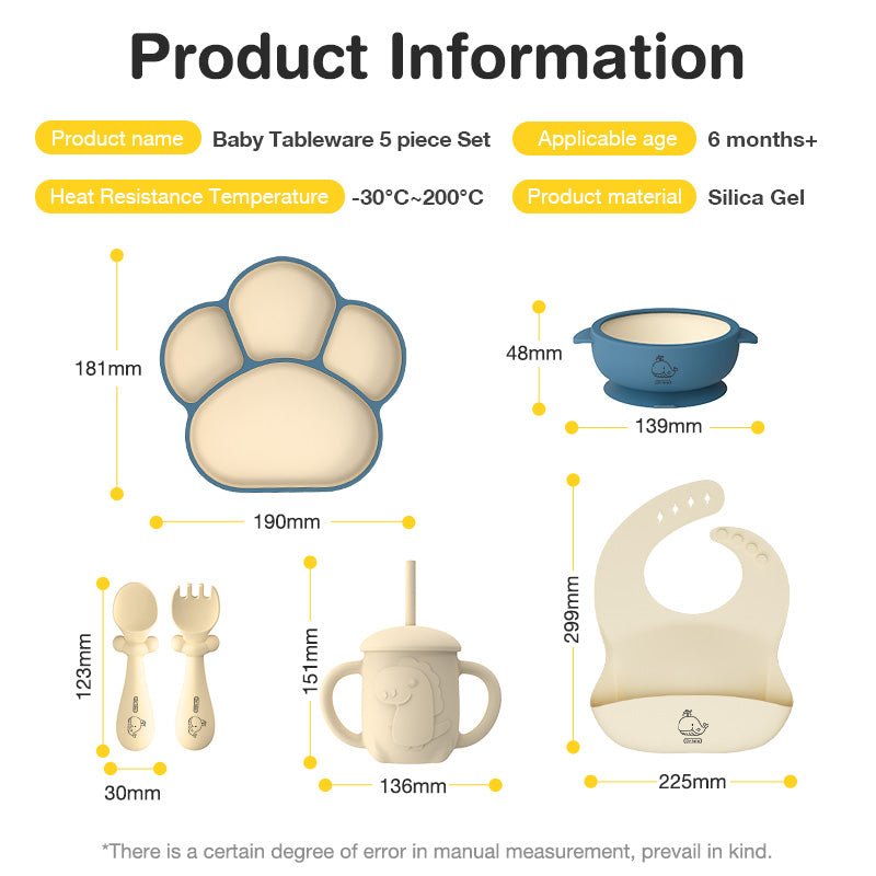 Bộ đồ ăn dặm bằng silicon 5 món cho bé